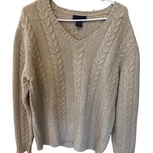 Joseph & Lyman 100% Cashmere V-Neck Sweater Cable Knit Men's Size Medium